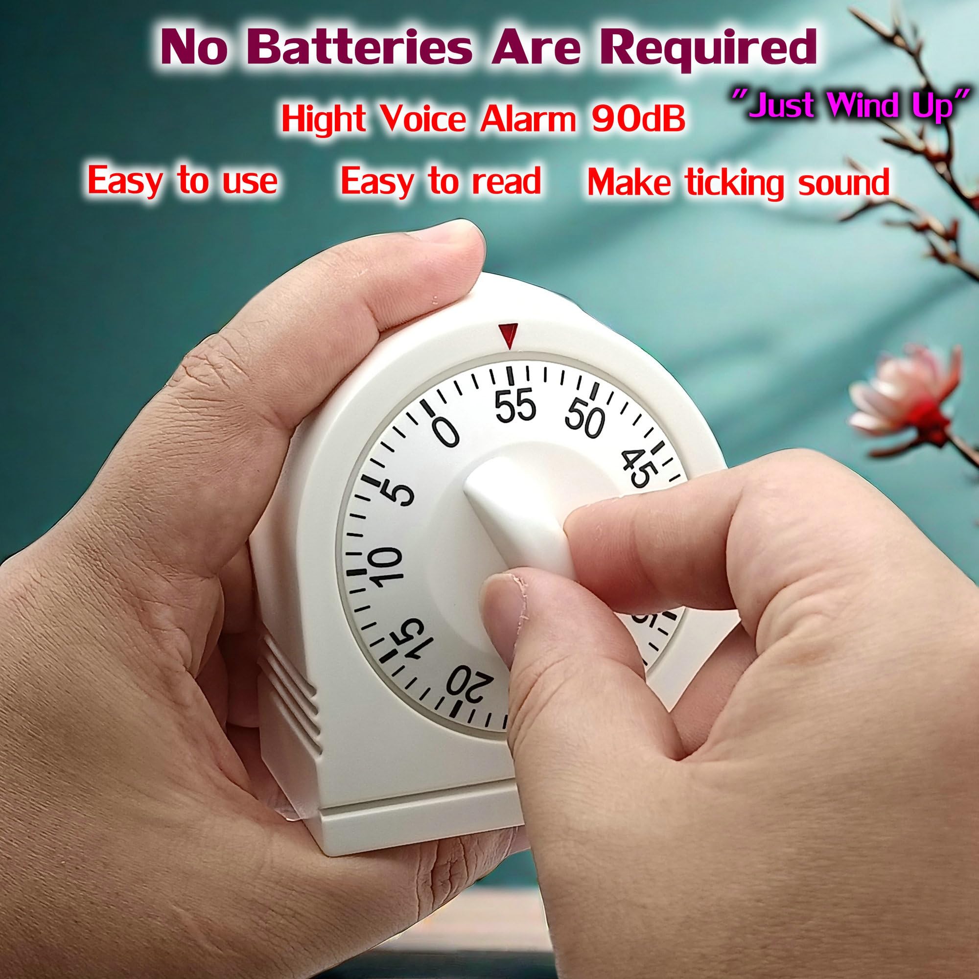 60 Minute Wind Up Timer, Visual Mechanical Timer With Loud Alarm, Manual Countdown Timer For Classroom, Home, Study And Cooking